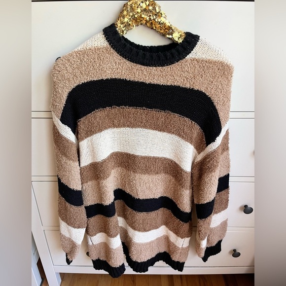 NWT Show Me Your MUMU Timothy Tunic Sweater in Neutral Stripe - Picture 3 of 8